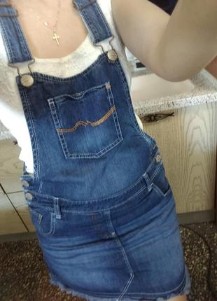 Джинсовый сарафан, сарафанчик джинс,комбинезон с юбка1 фото