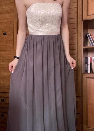 Випускна сукня сіра з білим корсетом1 фото