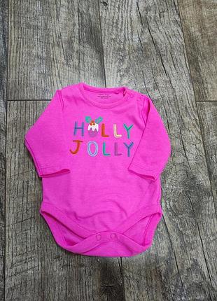 Бодик с длинным рукавом девочке, next, р. 0-3мес., 56-62, длина 34см