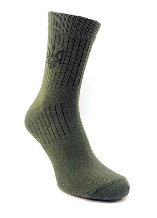 Комплект летние трекинговые носки  5 пар 41-45 олива армейские хлопок хаки герб2 фото