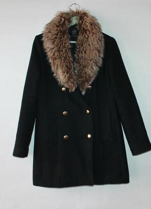 Вовняне двобортне пальто з хутром clockhouse4 фото