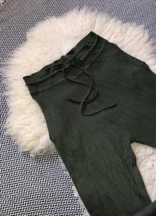 Вязаные джогеры прогулочные спортивные штаны манжеты хаки10 фото