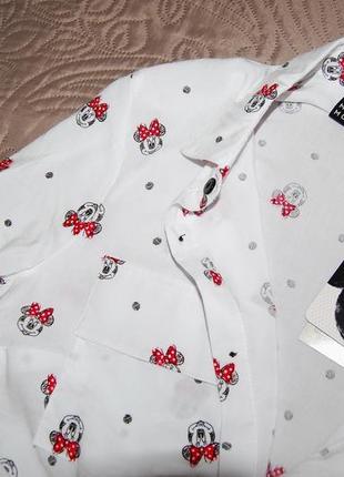 Блуза рубашка белая с микки маус р-р с2 фото