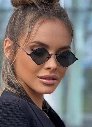 Окуляри 💎 очки uv400  ромби чорні  темні сонцезахисні стильні модні нові5 фото