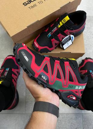 Мужские кроссовки salomon speedcross 3 black red6 фото