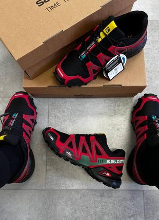 Мужские кроссовки salomon speedcross 3 black red9 фото