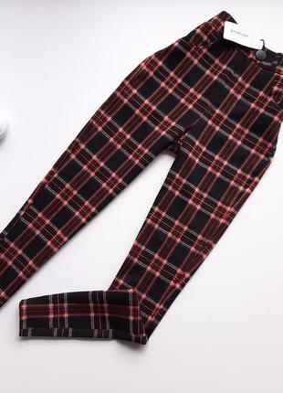 Брюки леггинсы в клетку высокая посадка stradivarius