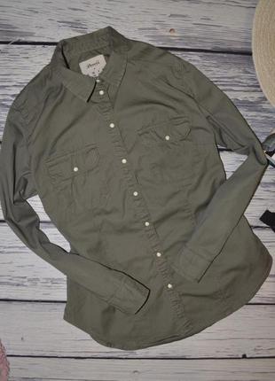 10/s-м фирменная женская джинсовая рубашка блуза блузка оливка хаки denim co4 фото