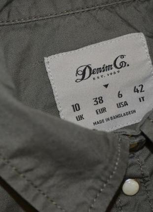 10/s-м фирменная женская джинсовая рубашка блуза блузка оливка хаки denim co7 фото