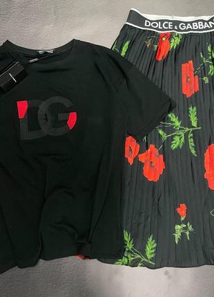 💙есть наложка 💙 lux качество женский летний костюм футболка+ юбка "dolce&amp;gabbana"❤️