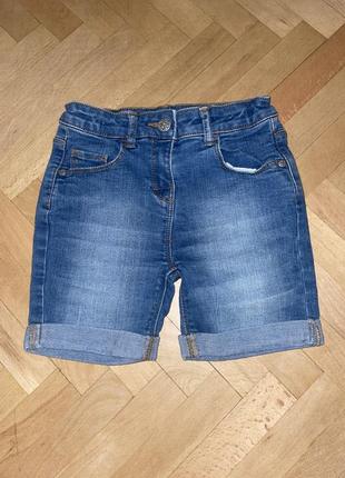 Джинсовые шорты для девочки 4-5 лет 110 синие удлиненные