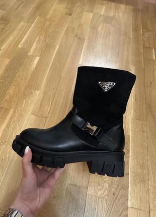 Ботинки прада prada,черные новые