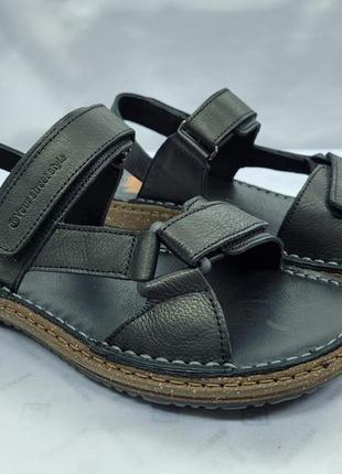 Чёрные ортопедические кожаные сандалии на липучках detta 40-45р1 фото