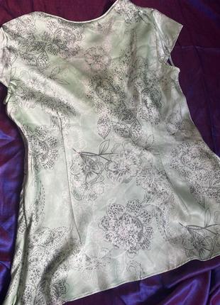 Блуза шелковая в цветочный принт мятная шелк next - m,l8 фото