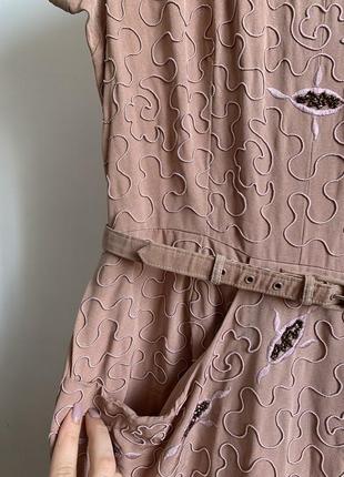Плиссированное винтажное платье вышитое бисером gem-broi model by michael howard of london 50х годов5 фото