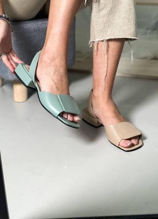 Кожаные босоножки на кольца низкие туфли из натуральной кожи3 фото