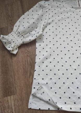 Топ с объемными рукавами в горошек белая блуза блузка из вискозы7 фото