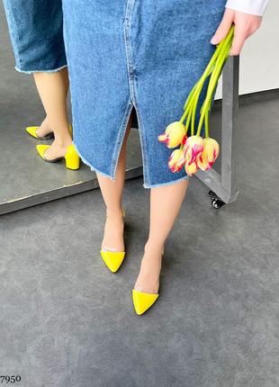 Туфлі  = monro
на утяжеленном каблуке, желтый, натуральная кожа/силокон4 фото