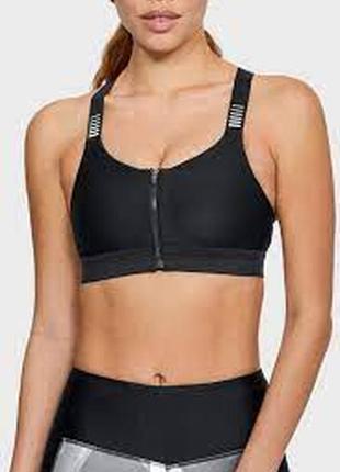 Женский черный спортивный топ ua vanish high zip bra