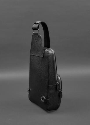 Кожаный мужской рюкзак сумка-слинг на одно плечо черный  bn-bag-49-bw2 фото