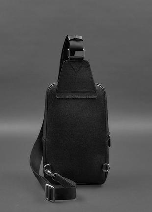 Кожаный мужской рюкзак сумка-слинг на одно плечо черный  bn-bag-49-bw5 фото