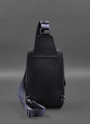 Шкіряний чоловічий рюкзак сумка-слінг на одне плече синій bn-bag-49-bw-navy7 фото