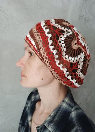 Летний ажурный берет ручной работы