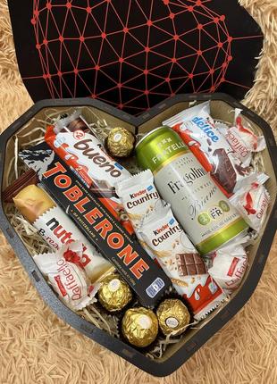 Подарунковий box cерце 3d, велике, чорне