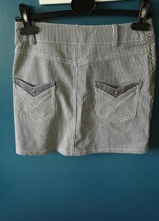 Натуральная новая полосатая мини юбка. короткая юбка/юбка в полоску. хс-з3 фото