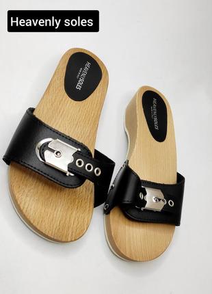 Сандалии женские сабо на деревянных танкетках кожа от бренда heavenly soles italy 37