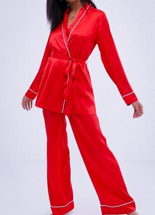 Атласная пижама (брюки и кофтика) asos