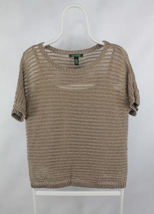 Шикарна футболка кофтинка lauren ralph lauren gold knit woven tank top