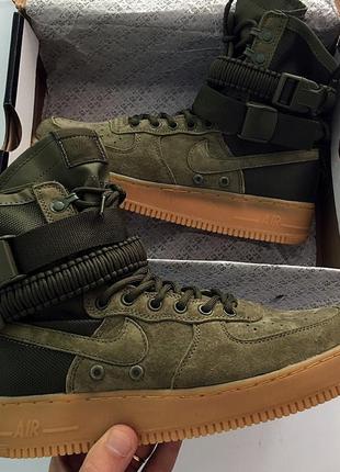 Жіночі замшеві блтинки\кросівки \чоботи хайтопы nike air force 1 sp olive camo. найк