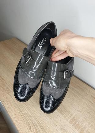 Стильные натуральные кожаные лоферы оксфорды броги туфли с пряжкой натуральная замша лакированная кожа gabor4 фото