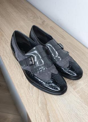 Стильные натуральные кожаные лоферы оксфорды броги туфли с пряжкой натуральная замша лакированная кожа gabor2 фото