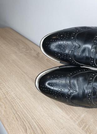 Базовые натуральные кожаные оксфорды броги туфли на шнуровке натуральная кожа7 фото