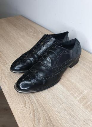 Базовые натуральные кожаные оксфорды броги туфли на шнуровке натуральная кожа1 фото