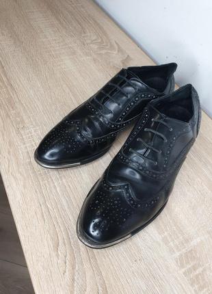 Базовые натуральные кожаные оксфорды броги туфли на шнуровке натуральная кожа6 фото