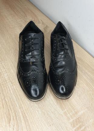 Базовые натуральные кожаные оксфорды броги туфли на шнуровке натуральная кожа2 фото