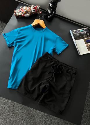 Летний мужской спортивный трикотажный костюм футболка и шорты1 фото