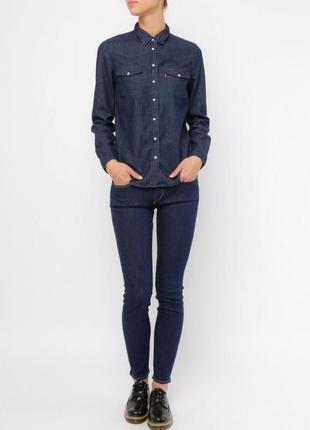 Качественная джинсовая рубашка levis modern western blue denim shirt2 фото