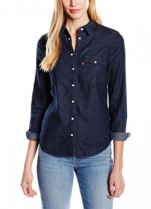 Качественная джинсовая рубашка levis modern western blue denim shirt1 фото