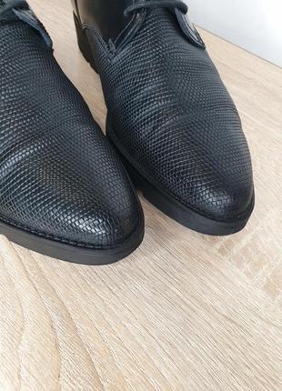 Базовые натуральные кожаные оксфорды броги туфли на шнуровке комбинированные фактурные под змею змеиные натуральная кожа8 фото
