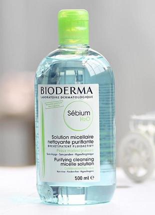 Міцелярний лосьйон для обличчя bioderma sebium h2o micellaire solution біодерма 500 мл оригінал франція