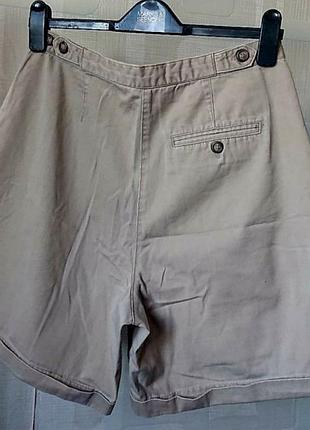 Винтажные хлопковые шорты высокая посадка защипы карманы