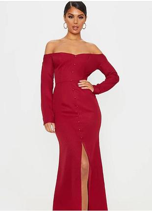 Бордовое макси платье plt