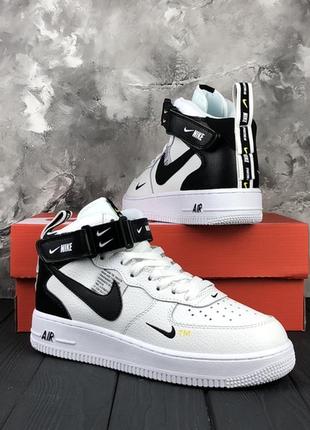 Мужские кожаные кроссовки найк nike air force 1 Minimalist hi. демисезонные хайтопы.