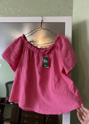 Мягкая муслиновая легкая женская футболка хлопок с «сборками» на плечах5 фото