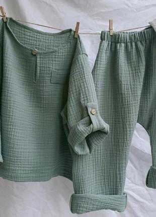 Муслиновая одежда 🌿 рубашка и брюки из муслина1 фото