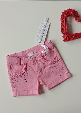 Розовые шорты с стразами 6-12м